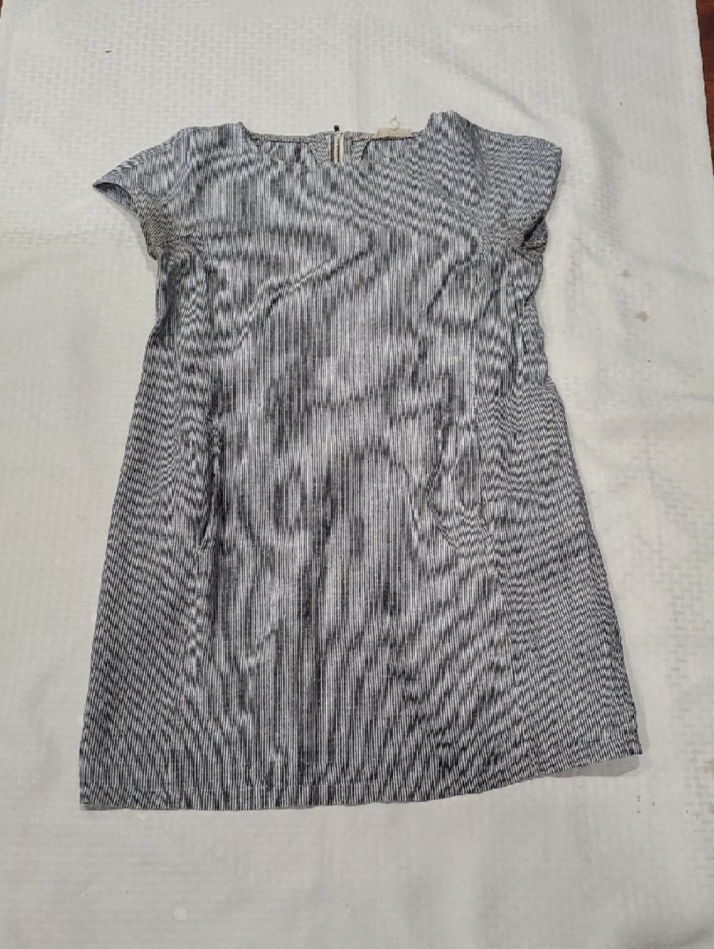 Casual Short-Sleeve Shift Dress in Light Blue and White Stripes Size PS. - Picture 10 of 14